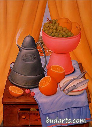 咖啡壶静物画