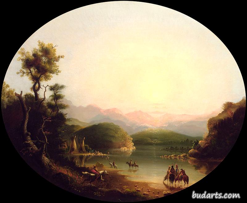 肖肖尼印第安人在山湖（弗里蒙特湖）