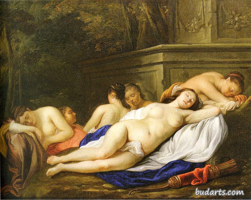 戴安娜和她的仙女们在睡觉