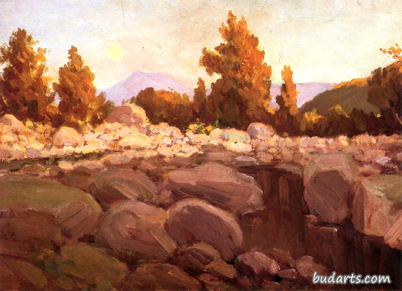 Moonrise at Sunset, Sespe Cañon