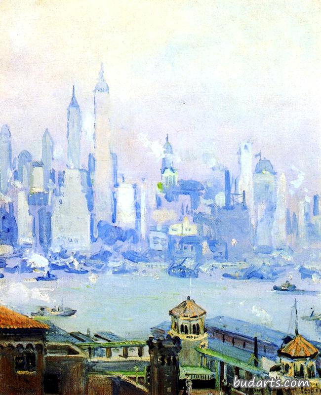 曼哈顿下城风景：一幅油画