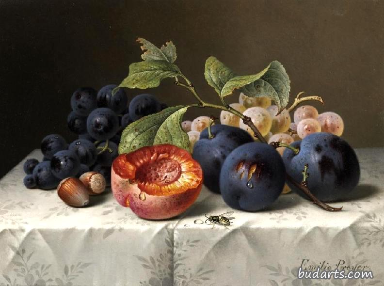 葡萄杏静物画