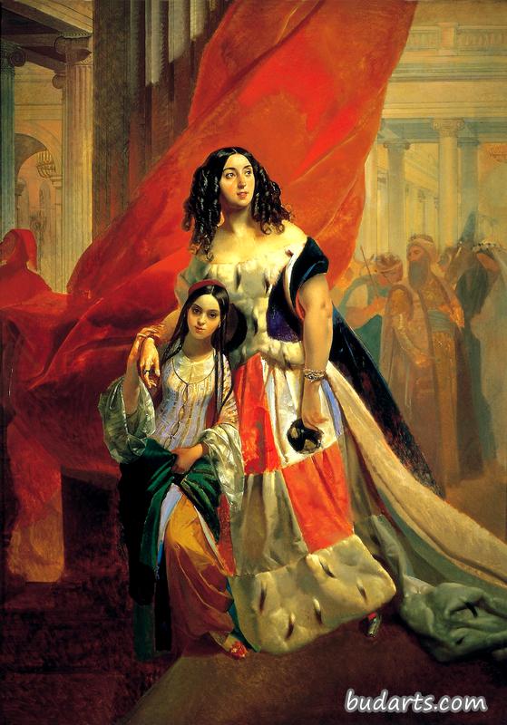 Portrait of Countess Yu. P. Samoilova and Her Ward Amacilia Pacini Leaving a Ball Portrait of Countess Yu. P. Samoilova and Her Ward Amacilia Pacini Leaving a Ball
