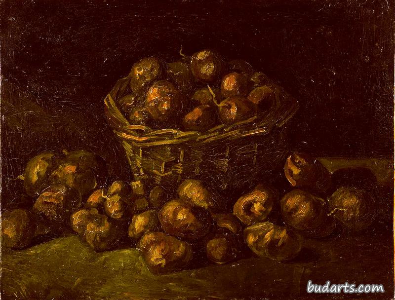 土豆篮子静物画