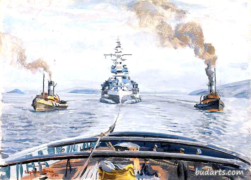 HMS 'Malaya' in Tow