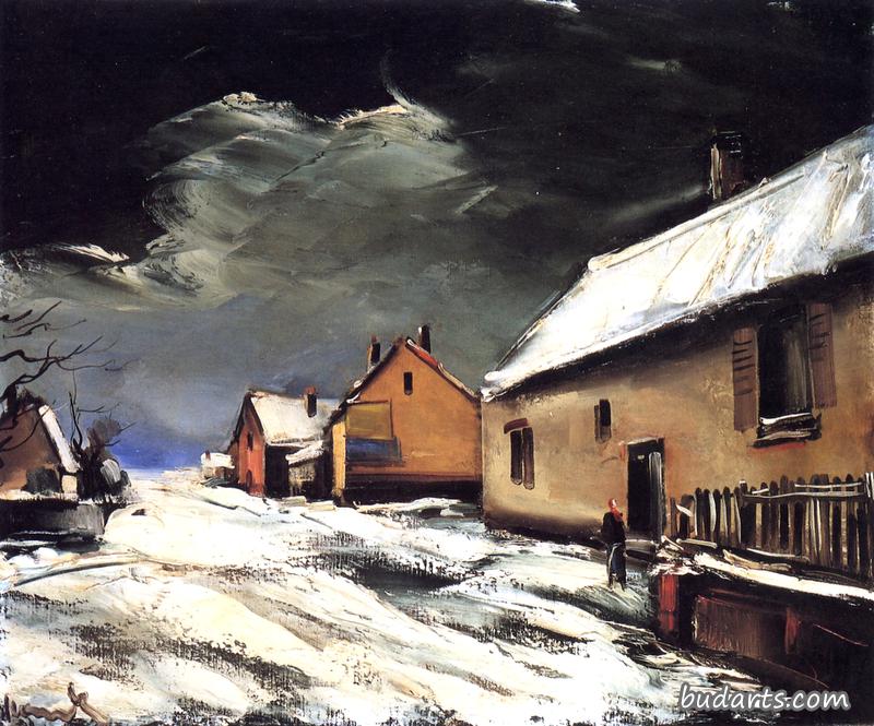 雪地里的乡村街道