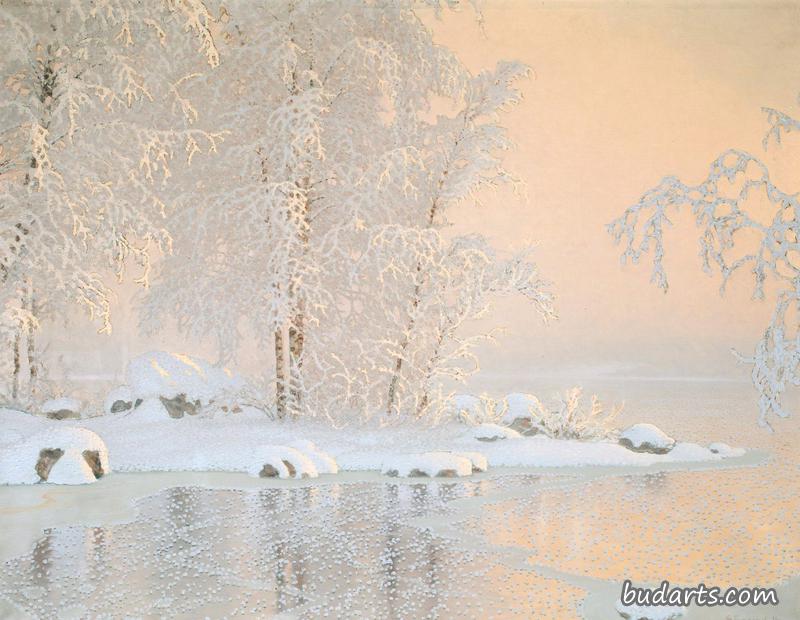 冰雪湖冬季景观