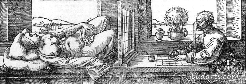 绘图员画一个躺着的女人