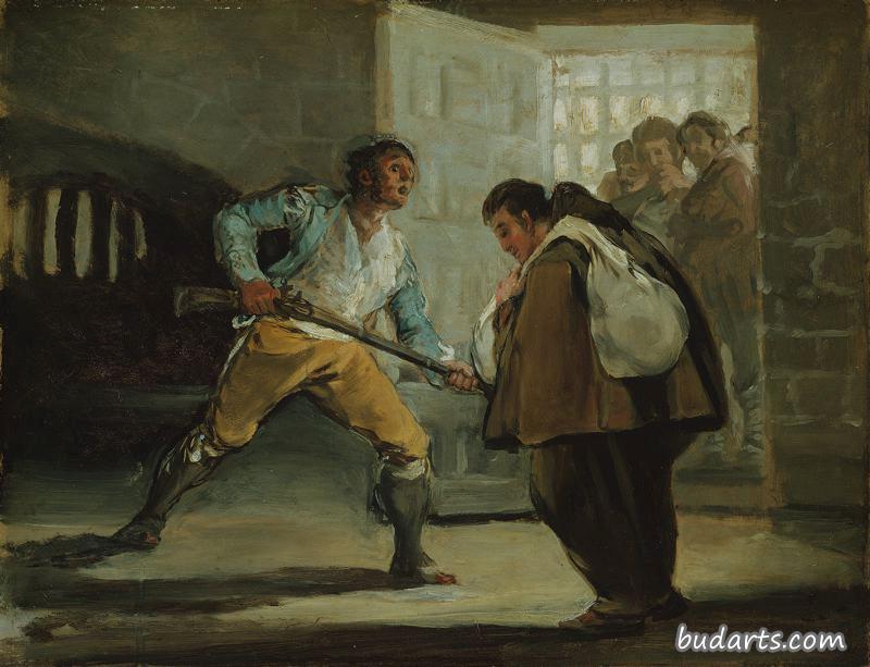 El Maragato Threatens Friar Pedro de Zaldivia with his Gun