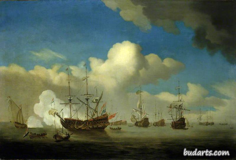 1666年的四天战斗后，被俘的“王储”被带到荷兰水域