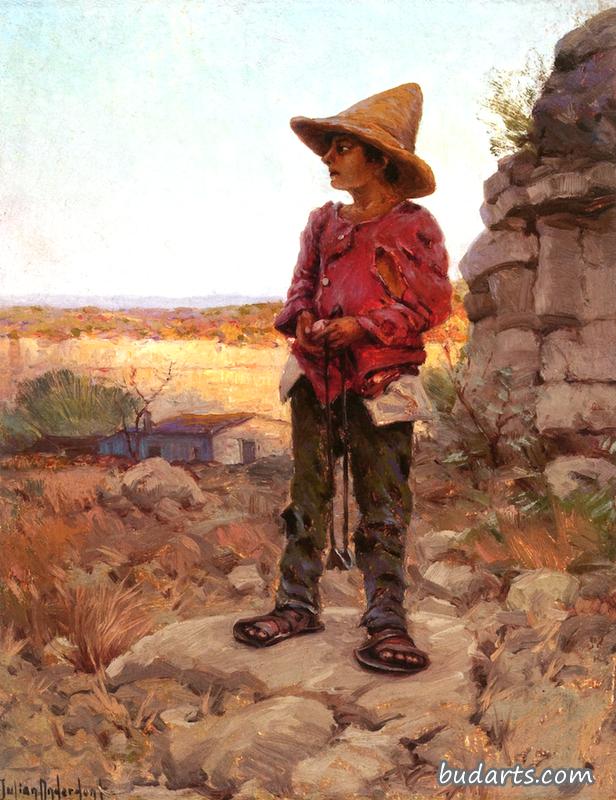 德克萨斯州圣安东尼奥老采石场的年轻牧羊人