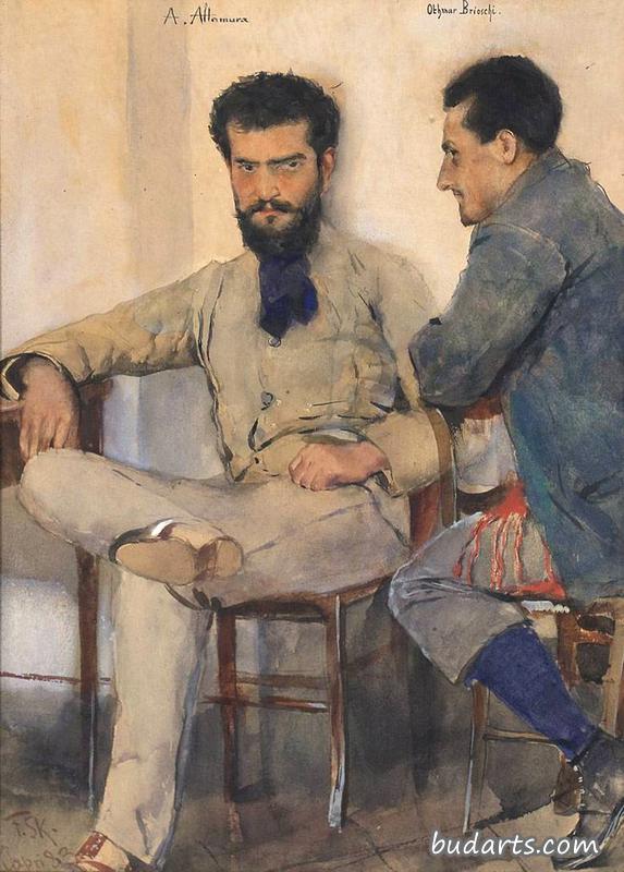 Painter Alessandro Altamura and Othmar Brioschi Pagano at Hotel Capri