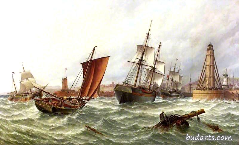搬移旧北码头灯塔,桑德兰,1841年 搬移旧北码头灯塔,桑德兰,1841年