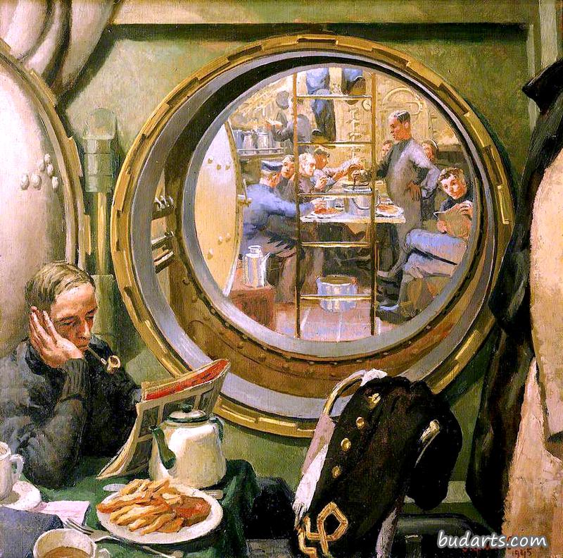 S级潜艇：通过戴维斯逃生舱看到的前舱和前餐厅甲板