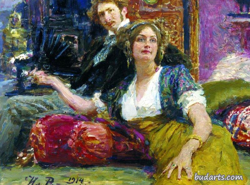 Portrait of poet, prose writer, translator and dramatist Sergei Mitrofanovich Gorodetsky with his wife. Portrait of poet, prose writer, translator and dramatist Sergei Mitrofanovich Gorodetsky with his wife.