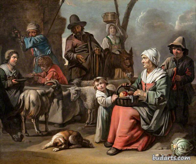 La marchande de legume (Peasant Family at a Well)