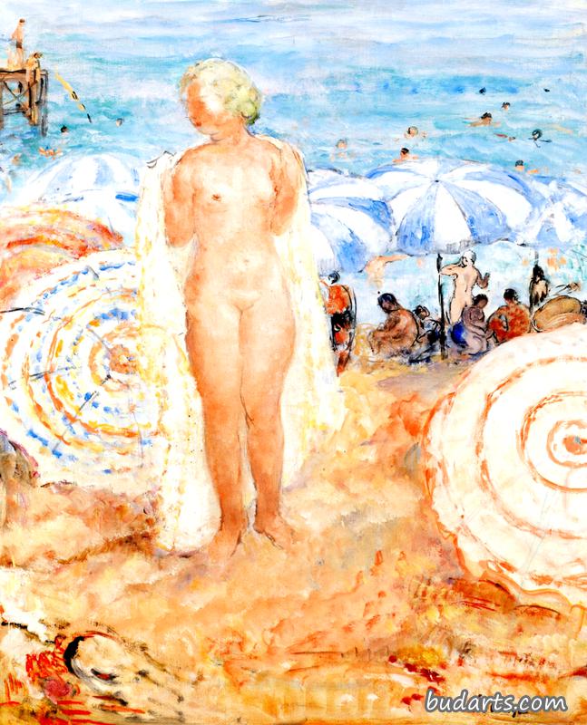 戛纳海滩上的沐浴者