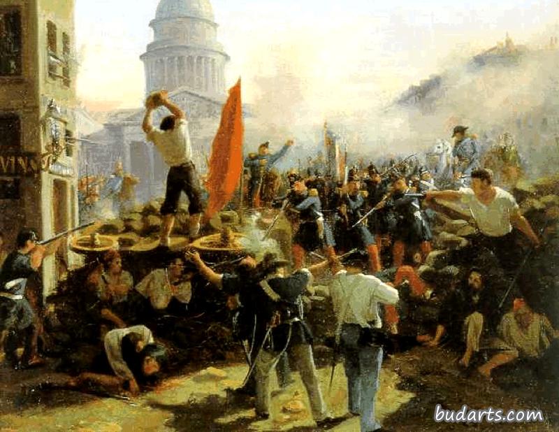 1848年6月25日,巴黎索夫洛特街上的巷战 1848年6月25日,巴黎索夫洛特街上的巷战
