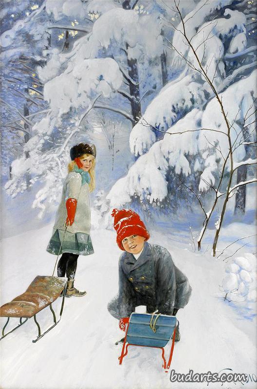 雪地里的孩子们
