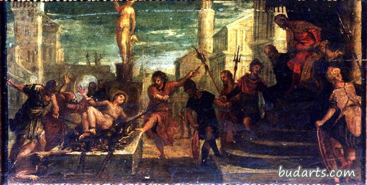 St Lawrence Altarpiece (predella) - The Torture of St. Lawrence