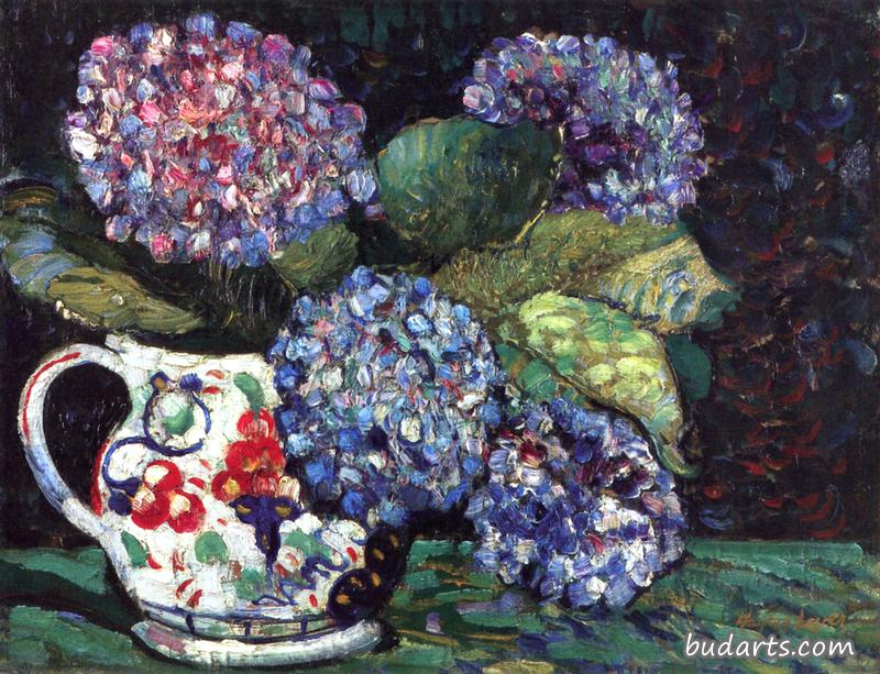 绣球花静物画