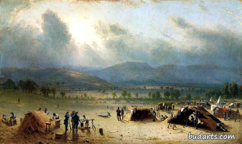1863年7月,马里兰州弗雷德里克附近的第七团营地 1863年7月,马里兰州弗雷德里克附近的第七团营地
