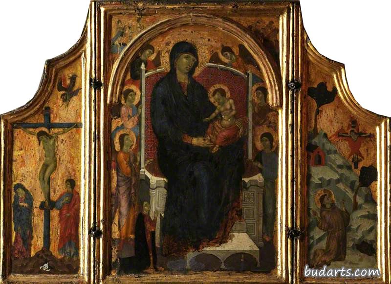 三联画：圣母和圣婴；十字架（左翼）；圣弗朗西斯接受圣名（右翼）