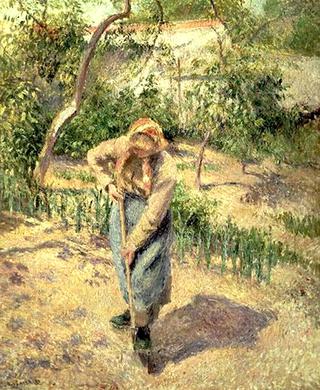Woman Digging in Orchard