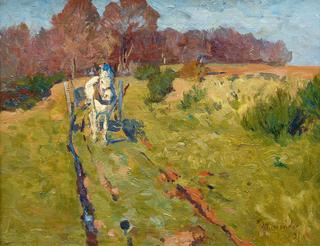 Horse Cart by a Wood