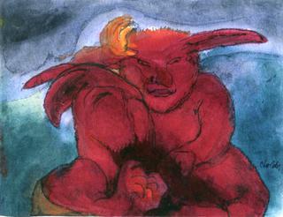 Two Grotesque Figures with Long Ears