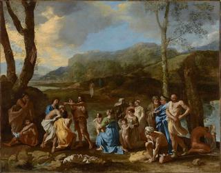 Saint John baptising the people