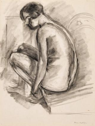Young woman crouching