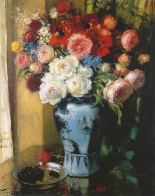 Bouquet of Flowers and Grapes