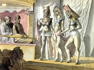 The Burlesque Show: a Double-Sided Watercolor (front)