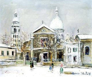 Place Saint-Pierre in Montmartre with Sacre-Coeur in the Background