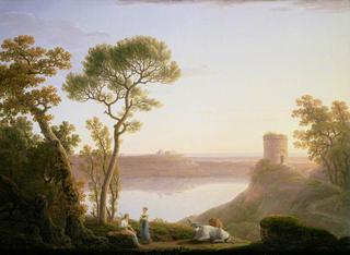 Lake Albano with Castel Gandolfo