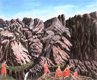 Women in Red in the Mountain