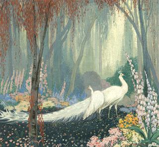 White Peacocks in a Forest