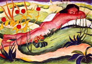 Nude Lying among Flowers