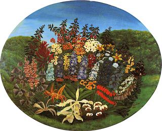 Quantity of Varied Flowers in an Oval Frame
