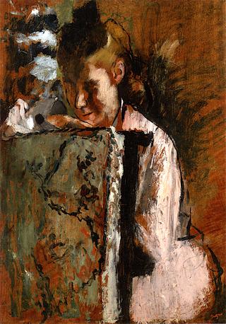 Girl Sewing a Label on an Armchair