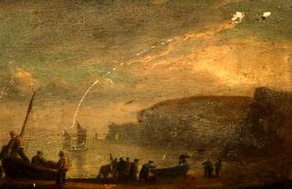 A Coastal Landscape with Fisherfolk on a Boat