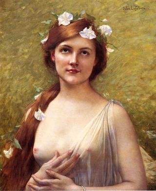 Young Woman with Morning Glories in Her Hair