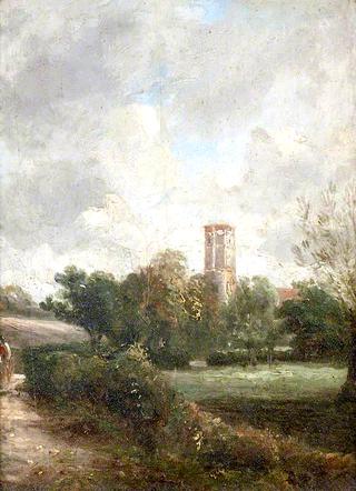 An East Anglian Landscape with a Church Tower