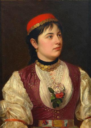 Portrait of a Young Woman in Traditional Costume