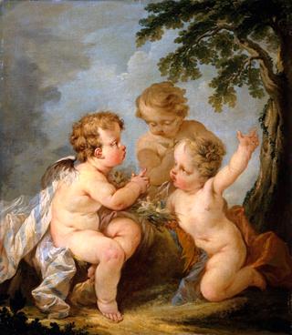 Three Putti Playing with a Bird's Nest