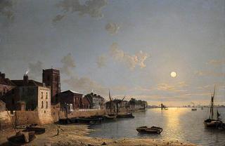 Cheyne Walk in Chelsea, London, by Moonlight
