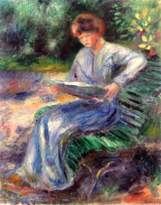 Woman Seated on a Bench, Reading