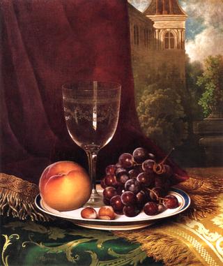 Fruit Still Life with Landscape