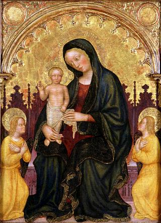 Enthroned Madonna and Child with Two Angels